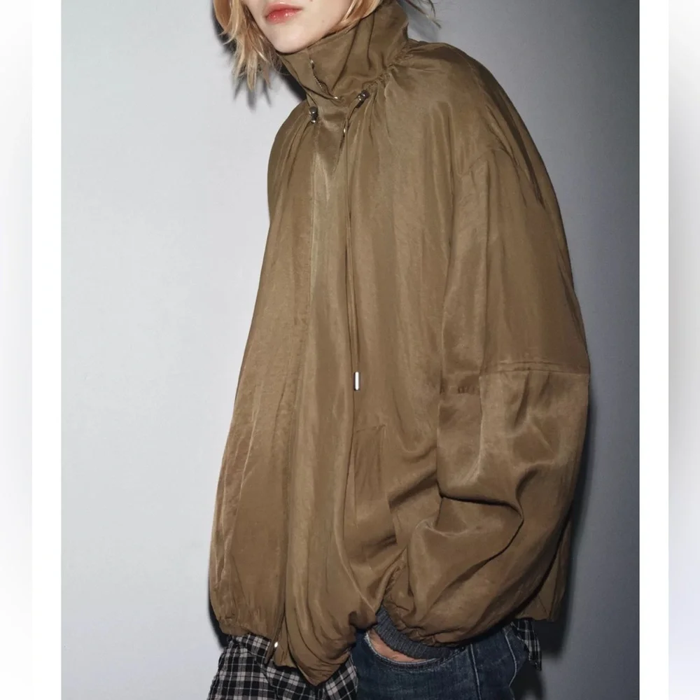 NWT ZARA ZW Collection Fluid Bomber Jacket size S - Picture 3 of 6
